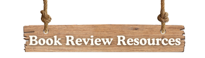 Hanging wooden sign reading 'Book Review Resources'