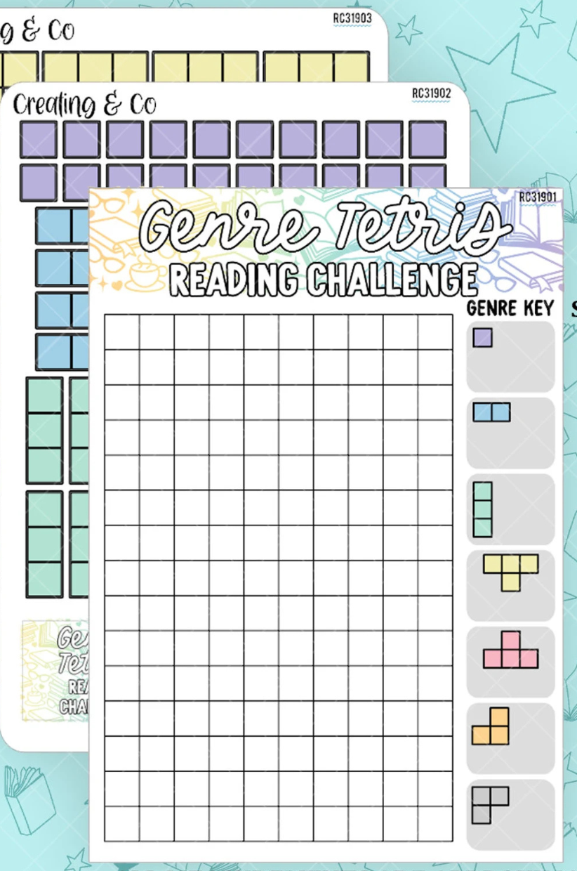 A blank tetris board with colored stickers behind it